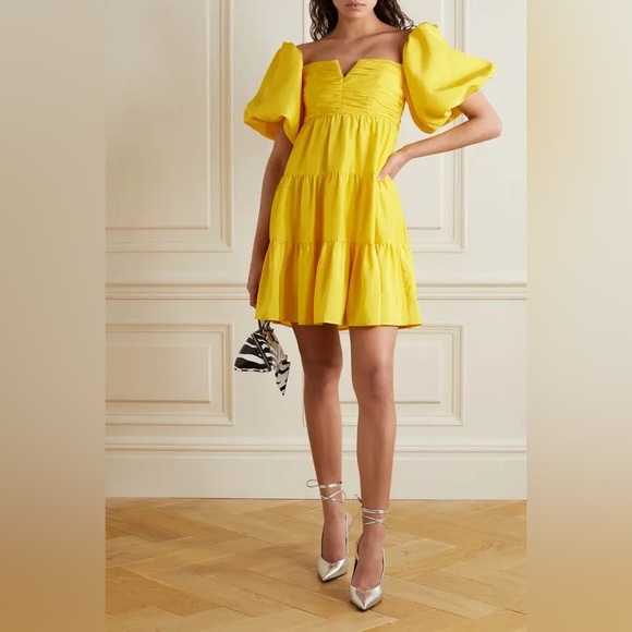 Rebecca Vallance New Izzy Tiered Ruched Silk Taffeta Mini Dress Size US 6 - Picture 1 of 16